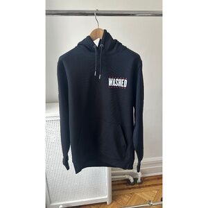 Quiksilver Black Graphic Print Pullover Hoodie New Organic Cotton "Washed" Small